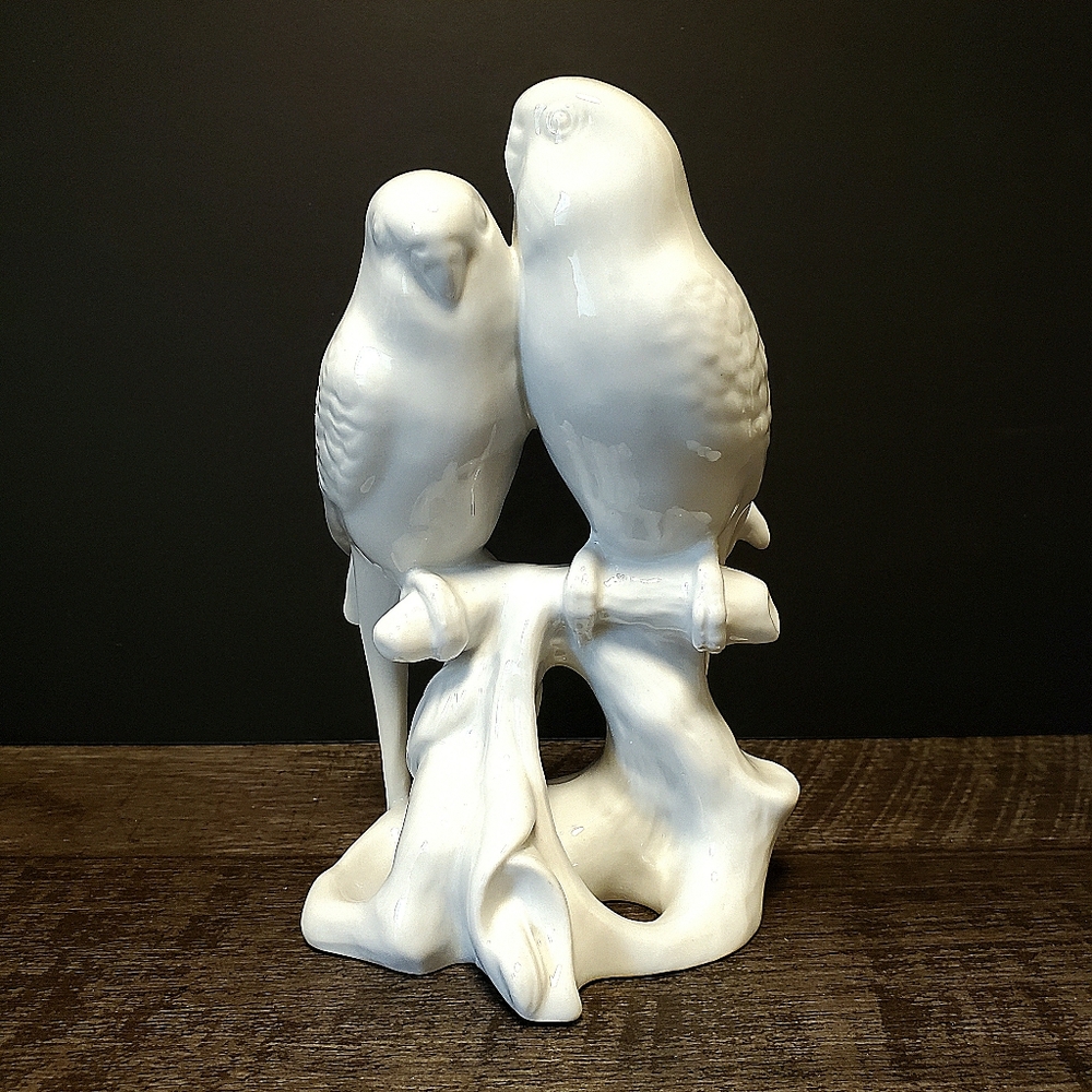 Rosenthal Royal Dux Two Birds White Ceramic Parrot Figurine Glazed Vintage.